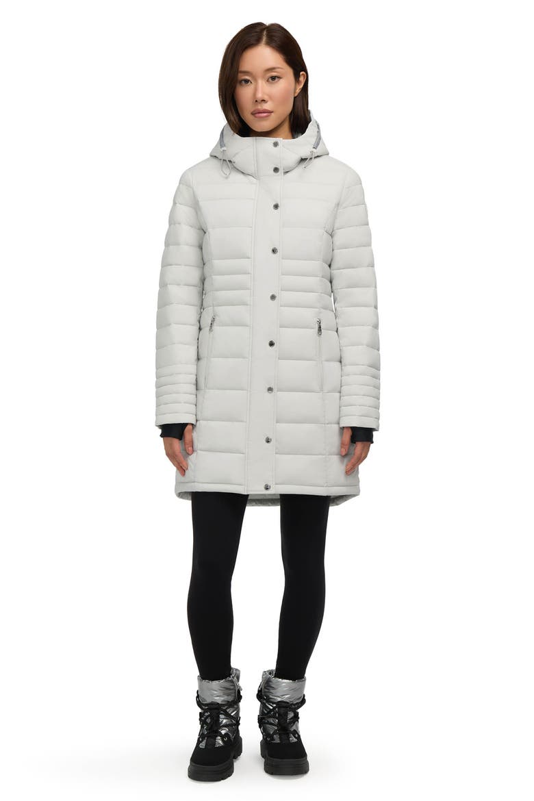 Willow Water Repellent Puffer Coat with Reflective Trim, Main, color, SILVER