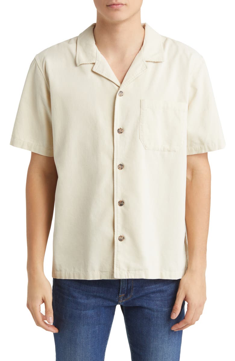 FRAME Short Sleeve Corduroy Camp Shirt, Main, color, 