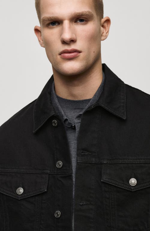 Mango Denim Jacket In Black