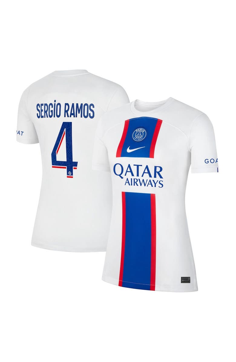 Nike Women's Nike Sergio Ramos White Paris Saint-Germain 2022/23 Third Breathe Stadium Replica Player Jersey, Main, color, 