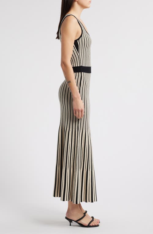Zoe And Claire Stripe Sleeveless Sweater Dress In Black