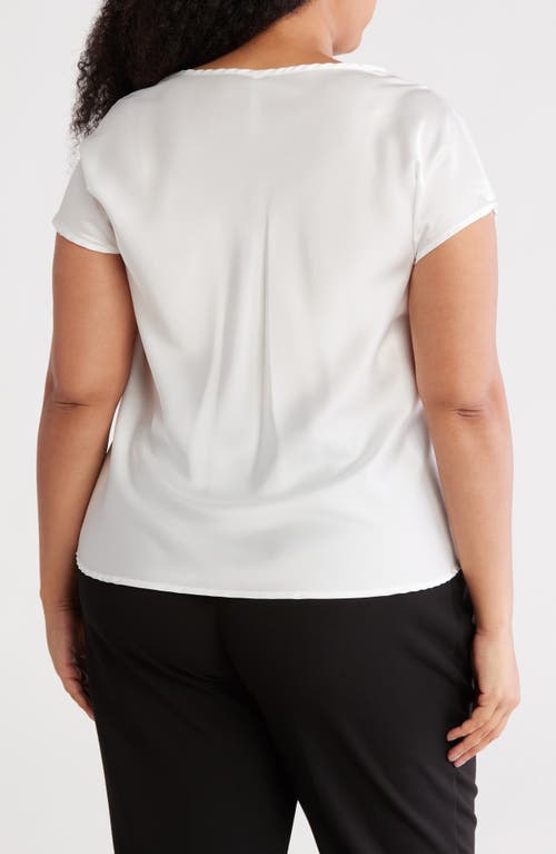 Renee C Cowl Neck Short Sleeve Satin Top