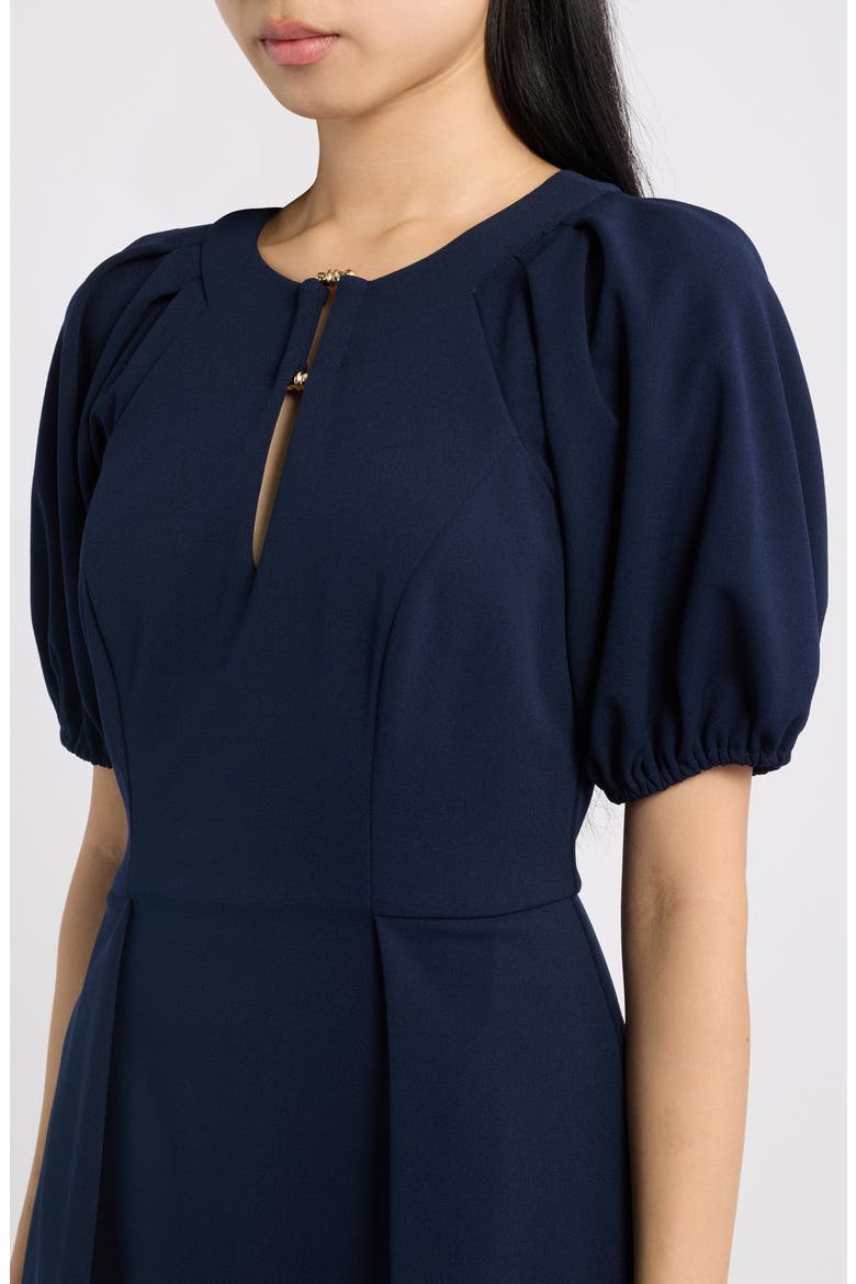 Puff Sleeve Scuba Crepe Dress, Alternate, color, NVY