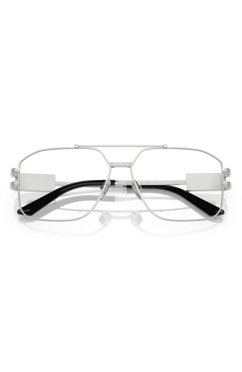 Versace 57mm Irregular Square Optical Glasses, Alternate, color, Silver