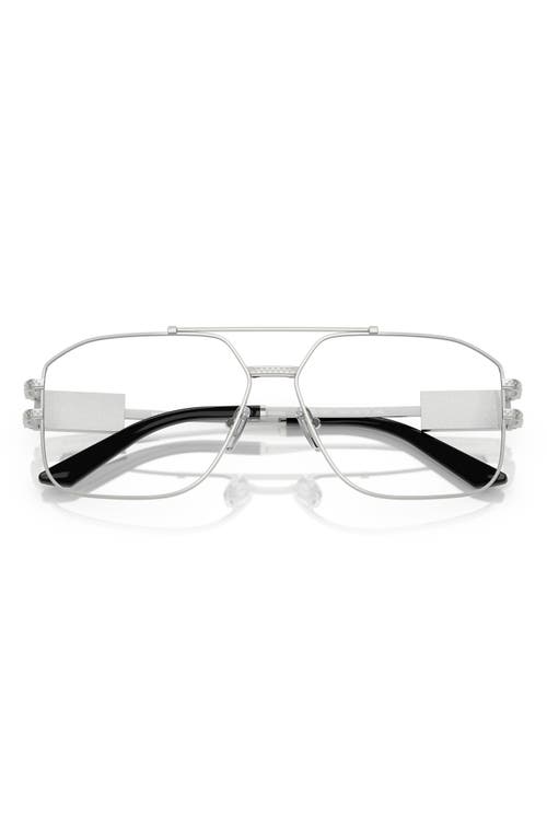 Versace 57mm Irregular Square Optical Glasses In Silver