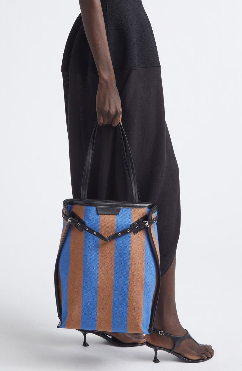 Proenza Schouler North/South Days Stripe Canvas Tote, Alternate, color, Sapphire/ Rust