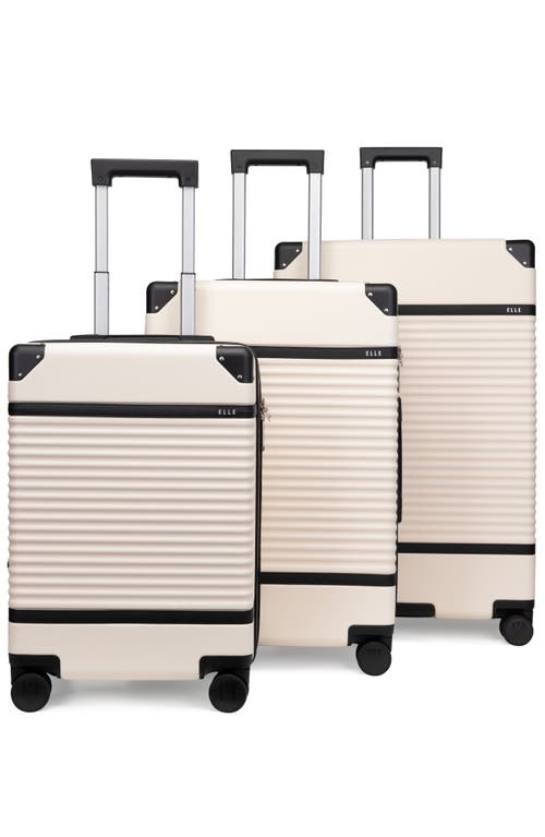 Elle Bville 3 Piece Expandable Retro Spinner Luggage Set In Gold