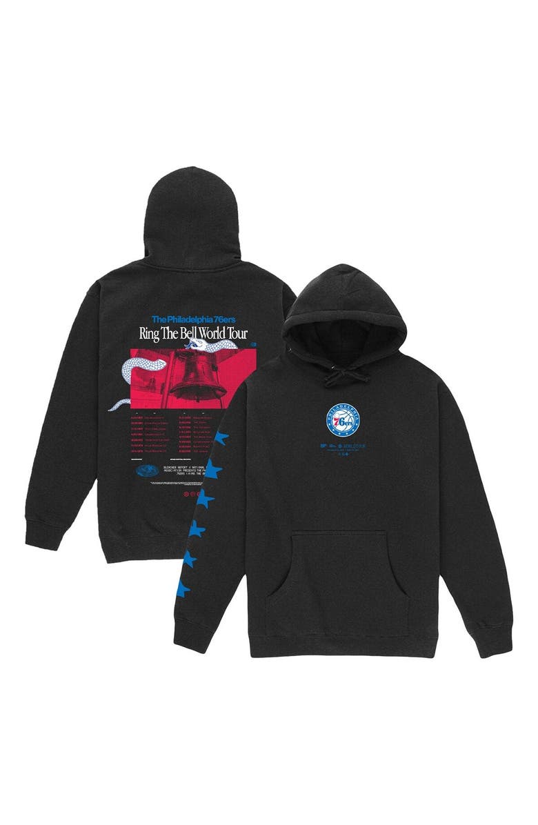BLEACHER REPORT Unisex Bleacher Report x Mitchell & Ness Black Philadelphia 76ers World Tour Pullover Hoodie, Main, color, Black