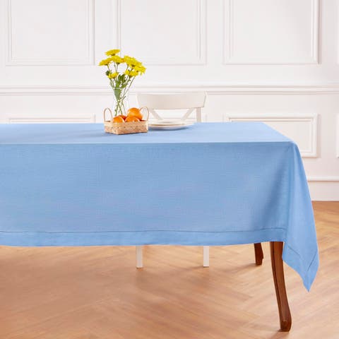 Linen Tablecloth for Dining Table, Holiday and Everyday Dining Table Decor - Classic Hemstitch