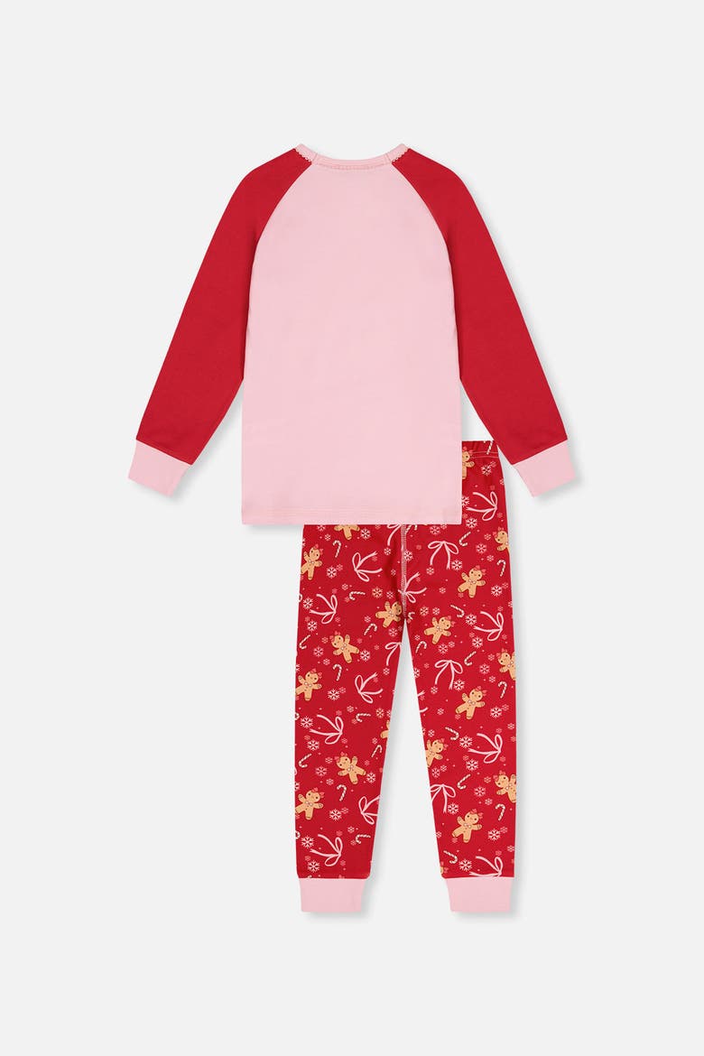 Gingerbread Organic Cotton Top Pants Two Piece Pajama Set, Alternate, color, Red Printed Gingerbread