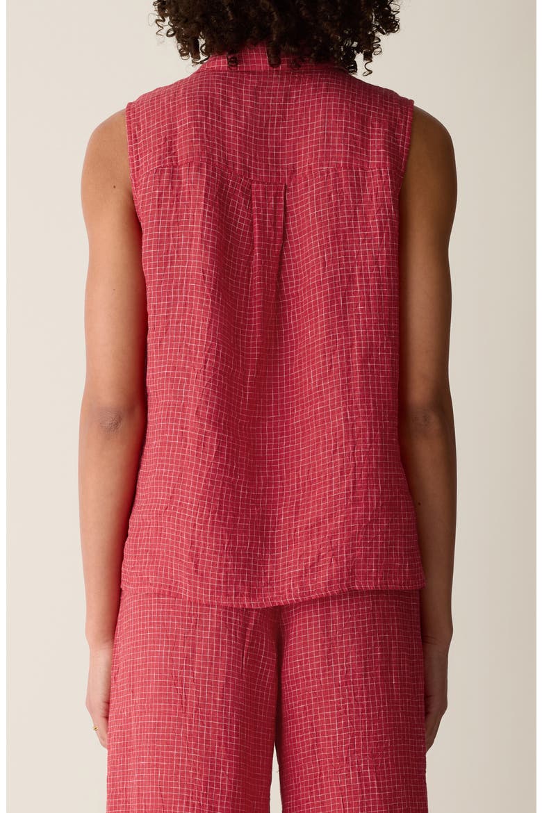 Sleeveless Organic Linen Shirt, Alternate, color, GRENADINE