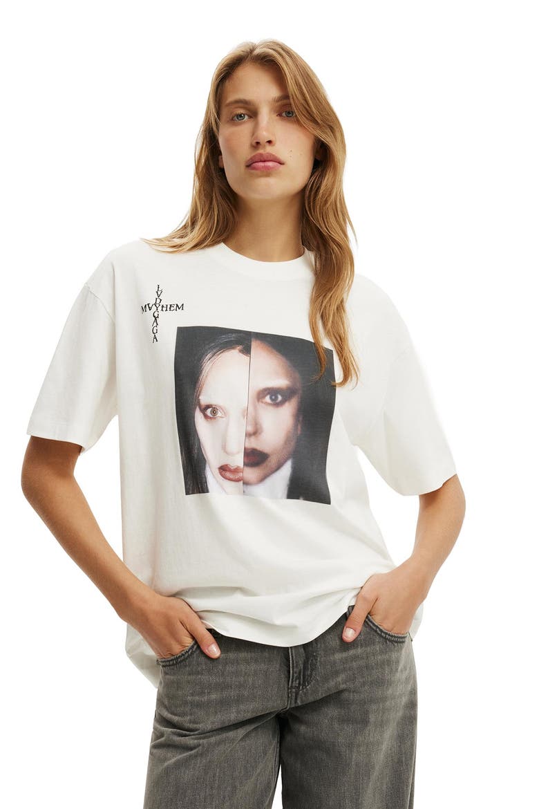 Women's The Lcn Music Boxy Graphic Tee, Main, color, Lady Gaga Mayhem  Vintage