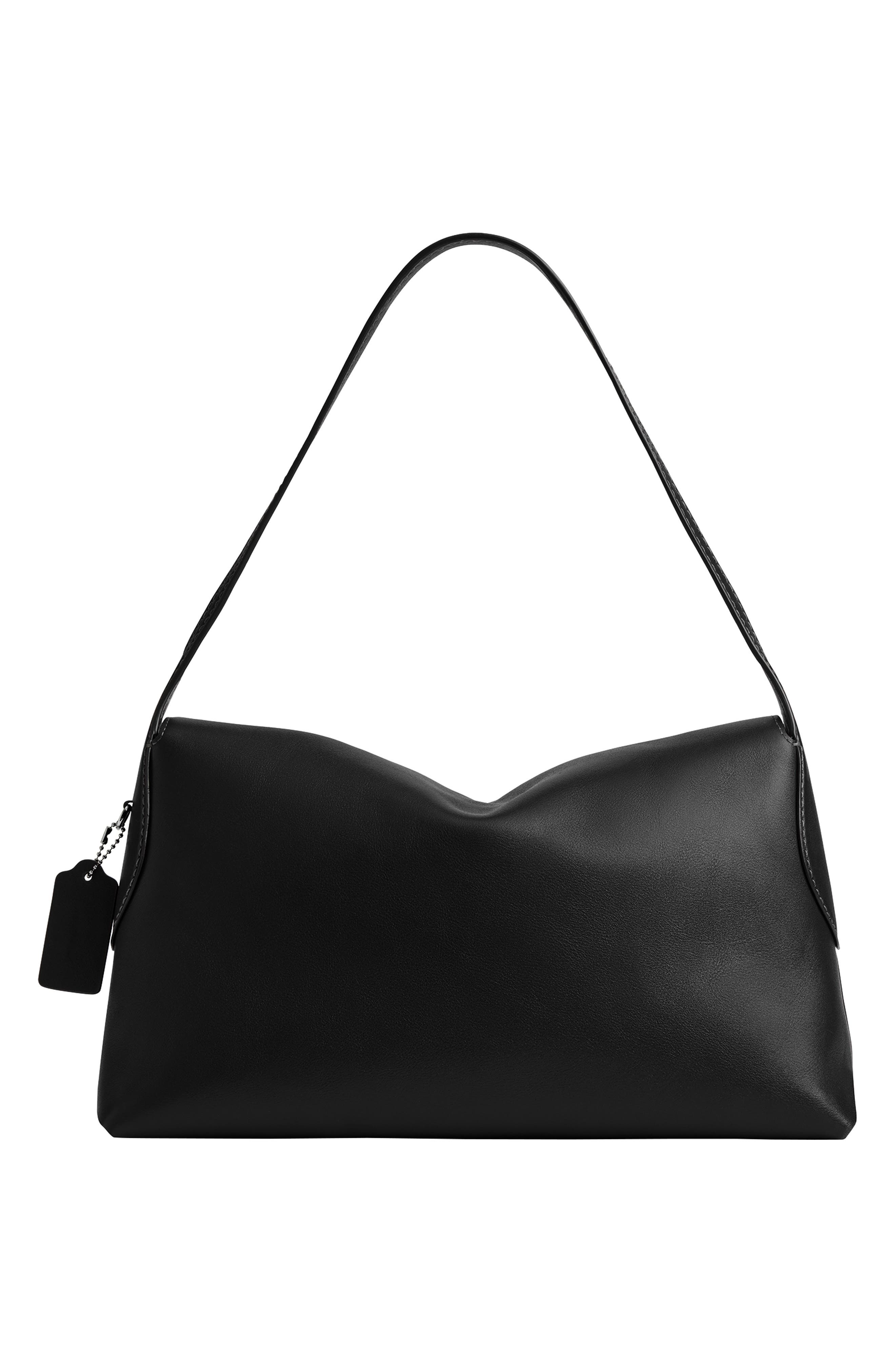 COACH Chelsea 36 Natural Grain Leather Shoulder Bag, Alternate, color, B4/Black