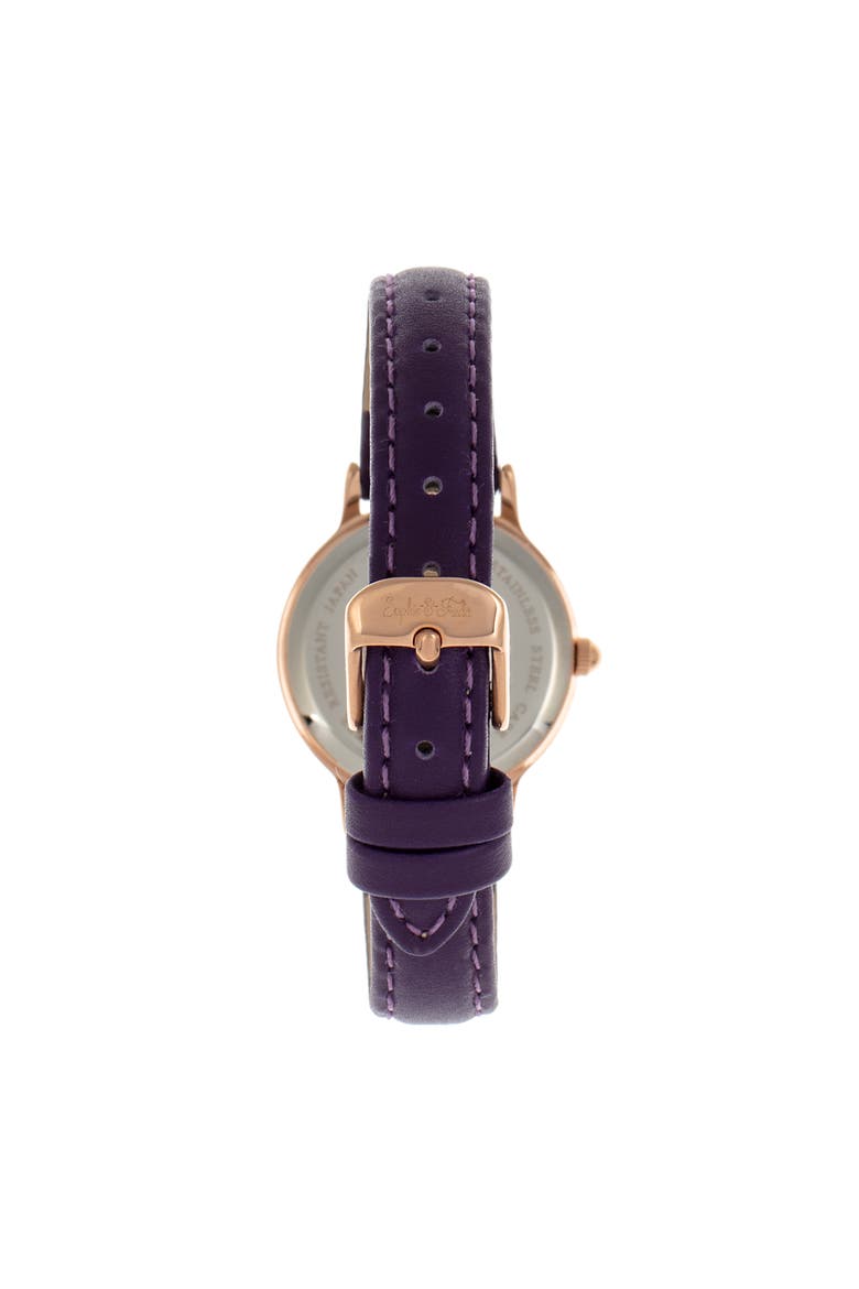Sophie & Freda Berlin Leather-Band Watch, Alternate, color, Purple