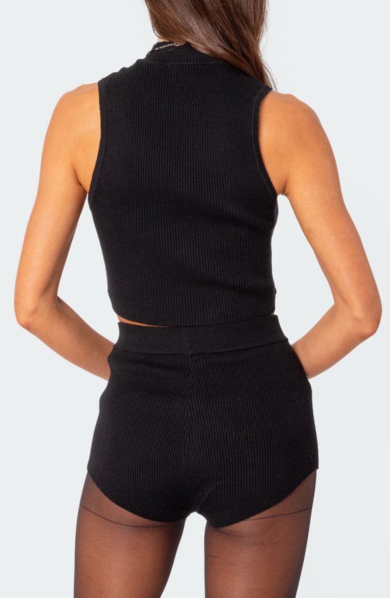 EDIKTED Marcus Mock Neck Rib Crop Sweater, Alternate, color, Black
