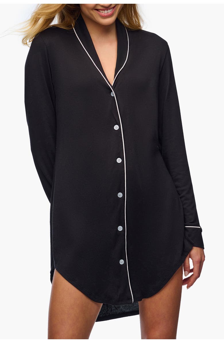 Cosabella Pima Lusso Sleepshirt, Main, color, Black/Moon Ivory