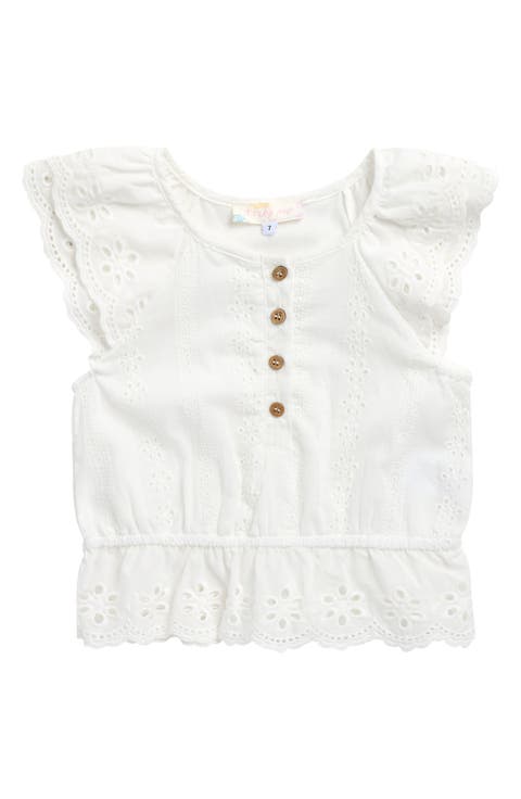 Kids' Ruffle Eyelet Peplum Cotton Top (Big Kid)