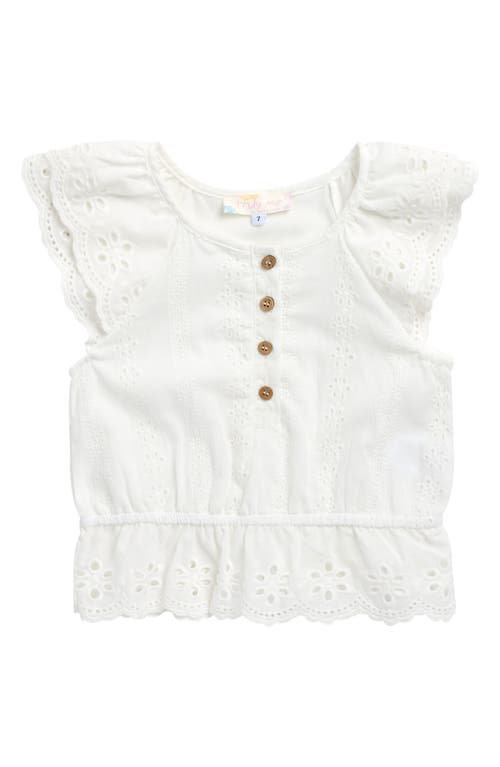Truly Me Kids' Ruffle Eyelet Peplum Cotton Top in White 