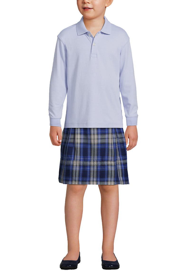 School Uniform Kids Long Sleeve Interlock Polo Shirt, Main, color, Blue