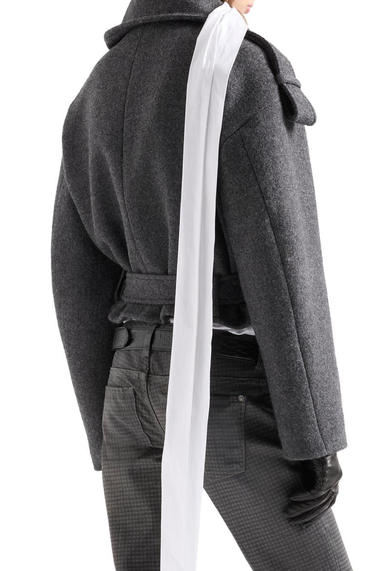 Double Breasted High Neck Wool Blend Jacket, Alternate, color, WOOL BLEND GUNM