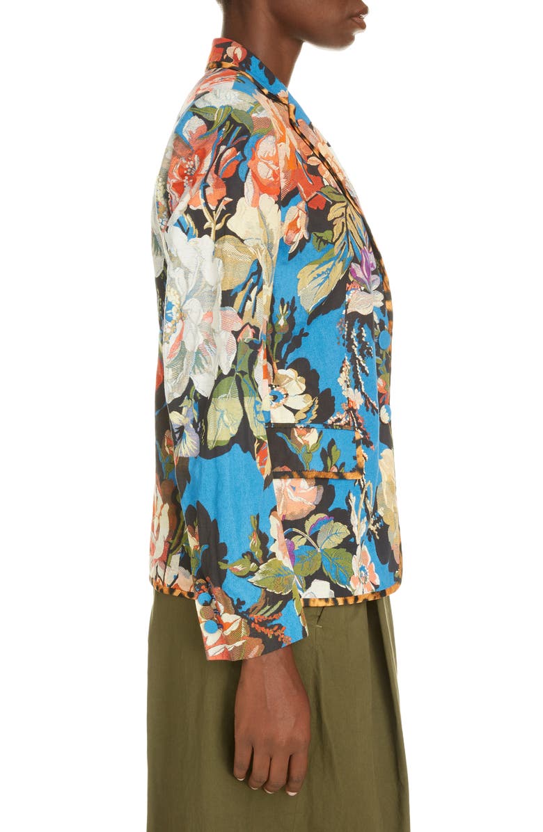 Dries Van Noten Belma Floral Silk Blend Jacquard Blazer, Alternate, color,