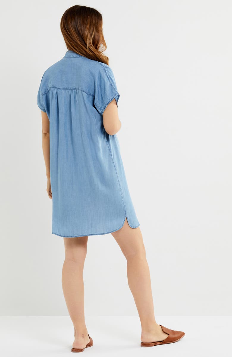 A PEA IN THE POD Chambray Button-Up Maternity Shirtdress, Alternate, color, 