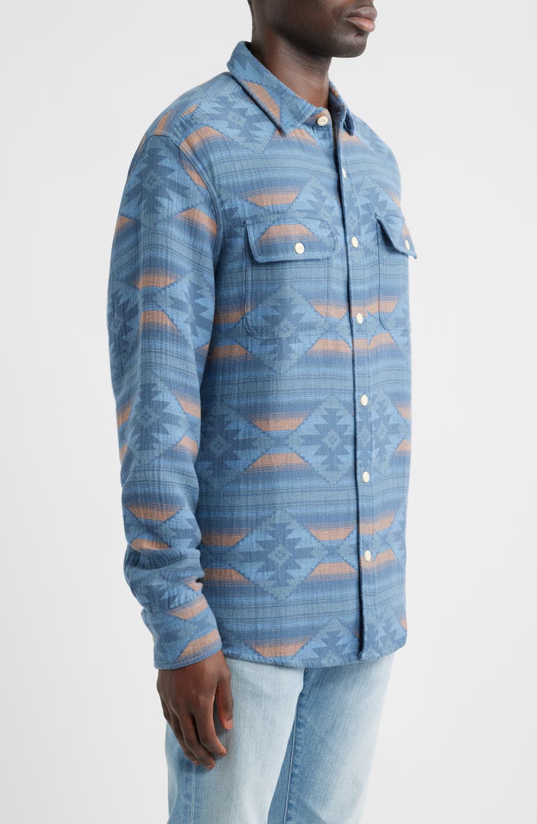 Faherty x Doug Good Feather Canyon Organic Cotton Overshirt, Alternate, color, Blue Western Range