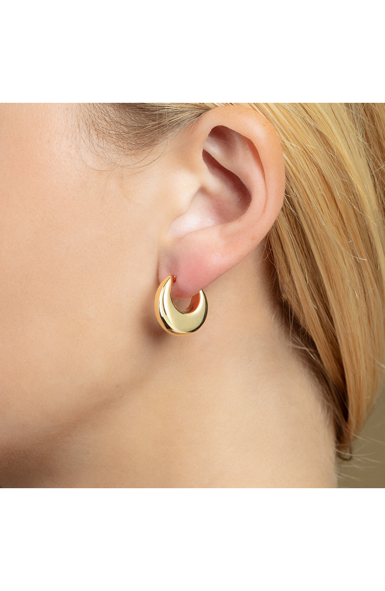 The Lovery Fine Jewelry Large Saddle Hoop Earrings, Alternate, color, Yellow Gold