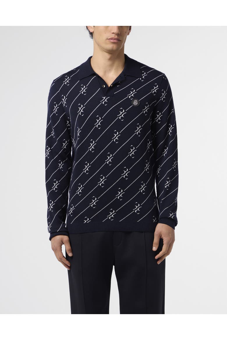 Polo Longsleeve All-Over Bb Men, Main, color, navy