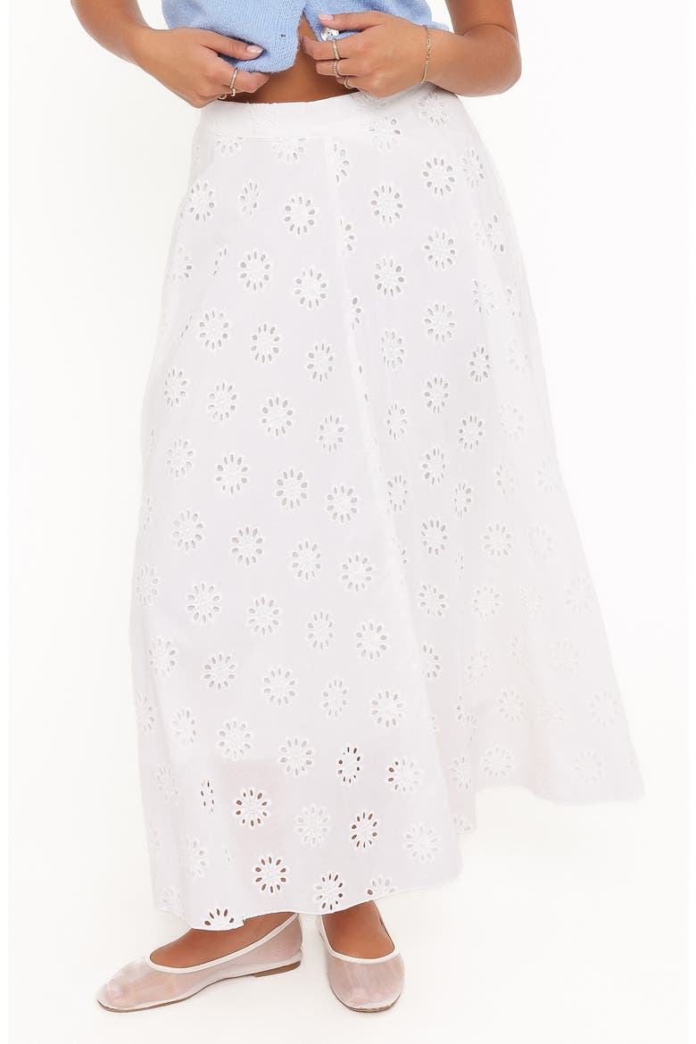 Varia Eyelet Cotton Maxi Skirt, Main, color, WHITE