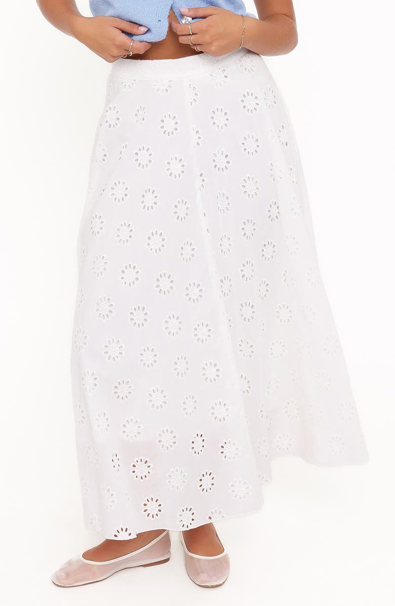 Petal & Pup Varia Eyelet Cotton Maxi Skirt, Main, color, White