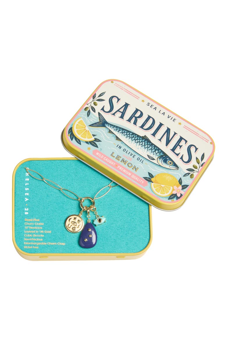 DIY Charm Necklace Set, Alternate, color, BLUE MULTI- GOLD- SARDINES
