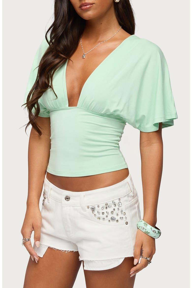 Betee Flutter Plunge Neck Top, Alternate, color, MINT