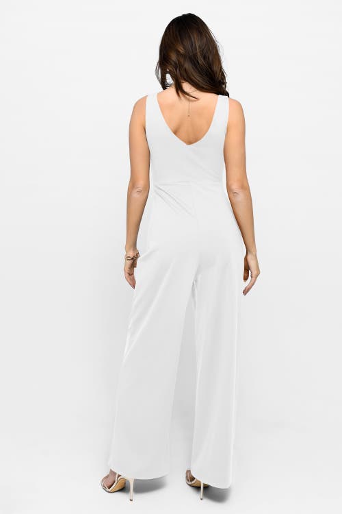 Popilush Shapewear Slimming Wide-leg Jumpsuit In Pearl White
