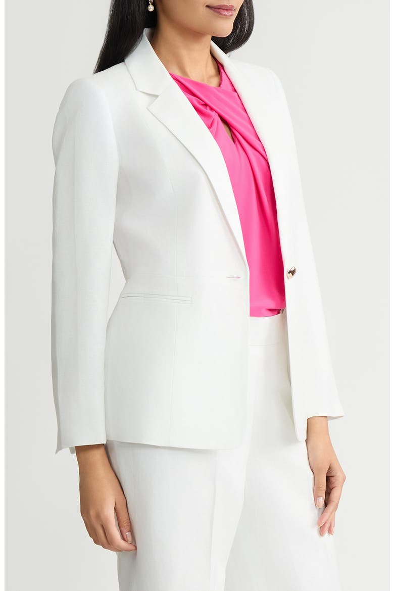 One-Button Linen Blend Peplum Blazer, Alternate, color, LILY WHITE