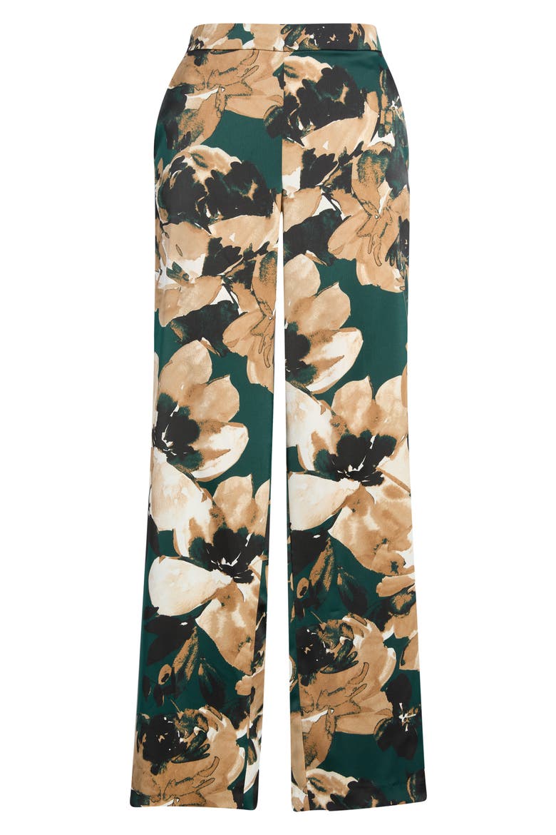 Floral Pull-On Wide Leg Pants, Main, color, PINE FOREST MULTI