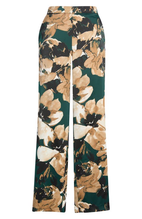 Floral Pull-On Wide Leg Pants
