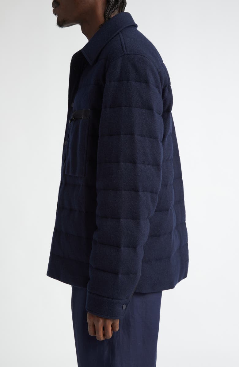 ZEGNA Oasi Quilted Water Repellent Cashmere Down Shirt Jacket, Alternate, color, Navy