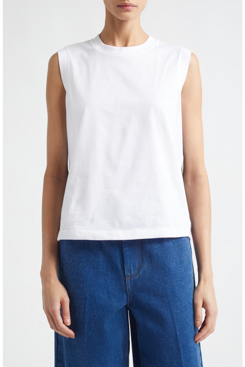 Floral Back Cotton Tank, Main, color, 00W01LILY WHITE
