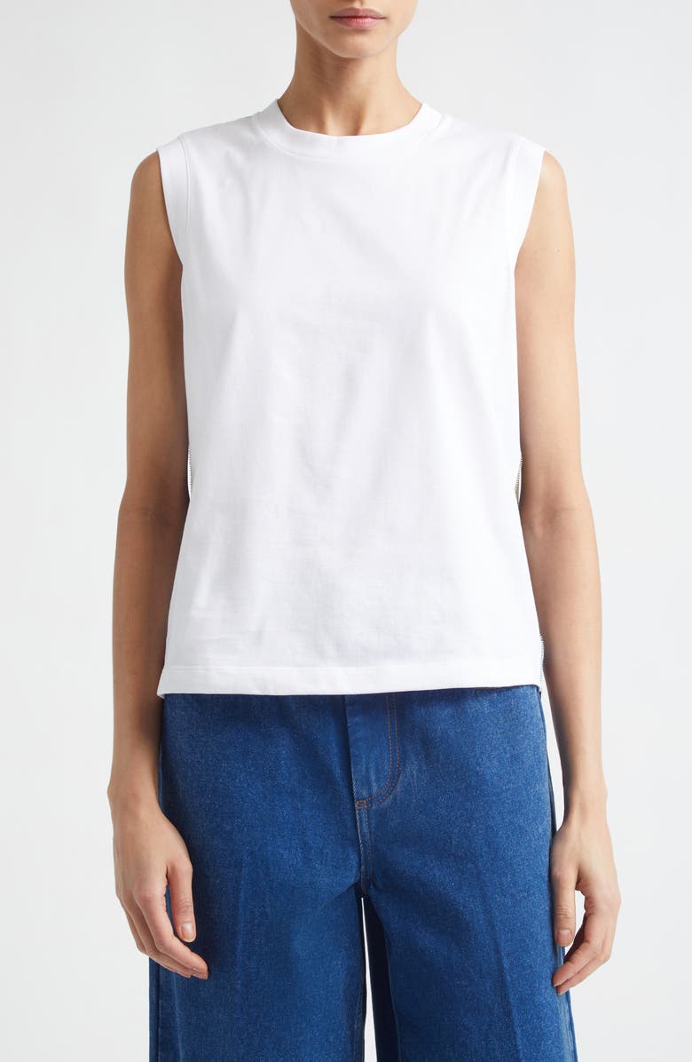 Marni Floral Back Cotton Tank, Main, color, 00W01lily White