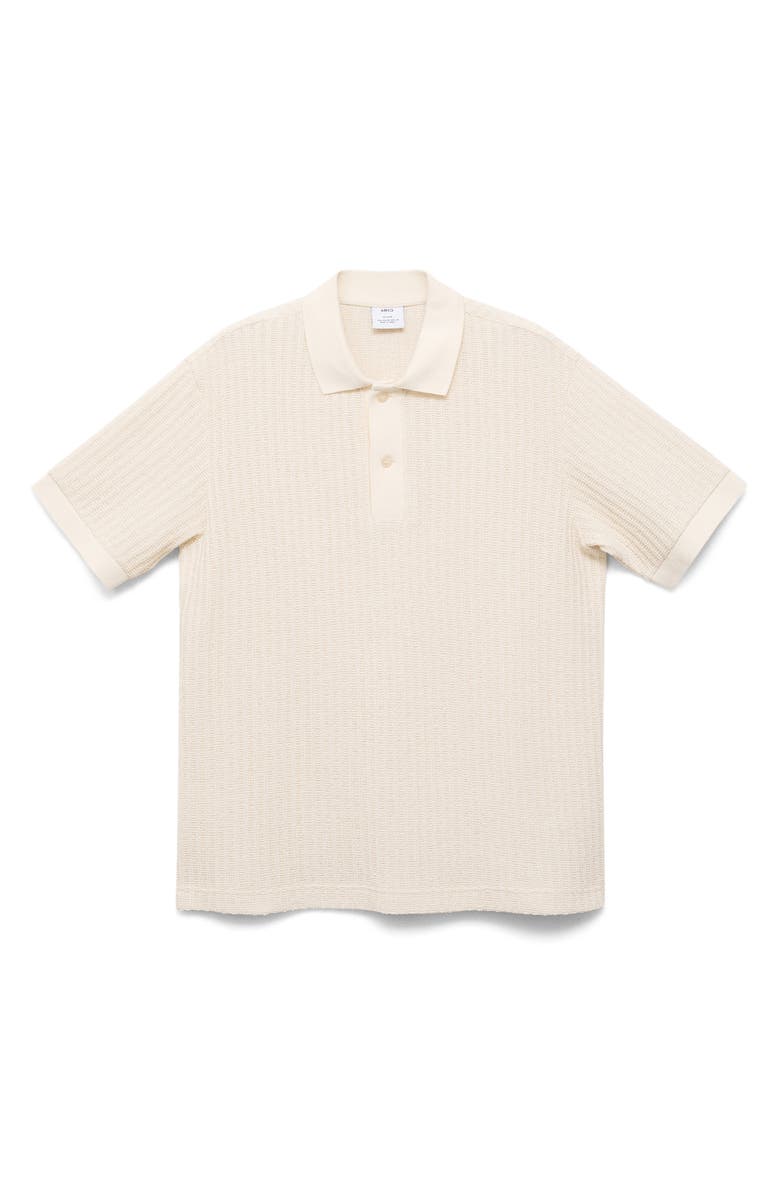 MANGO Rib Polo, Alternate, color, Ivory White