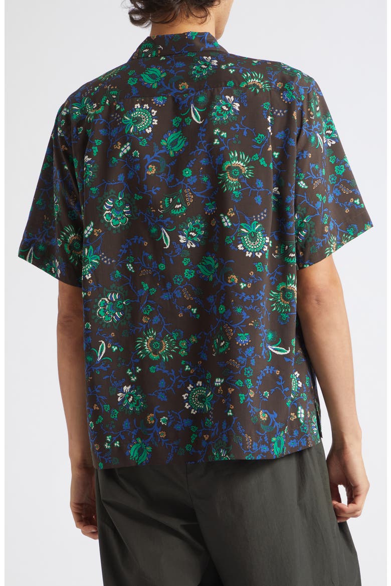 Floral Print Button-Up Shirt, Alternate, color, BROWN