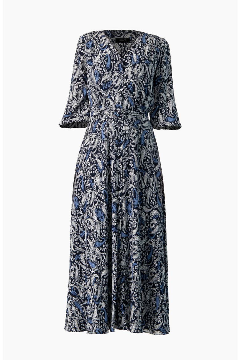Paisley V-Neck Maxi Dress, Alternate, color, Navy Blue