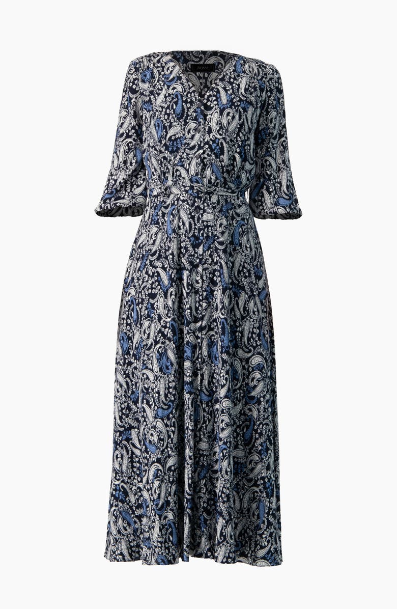 IVONNE Paisley V-Neck Maxi Dress, Alternate, color, Navy Blue