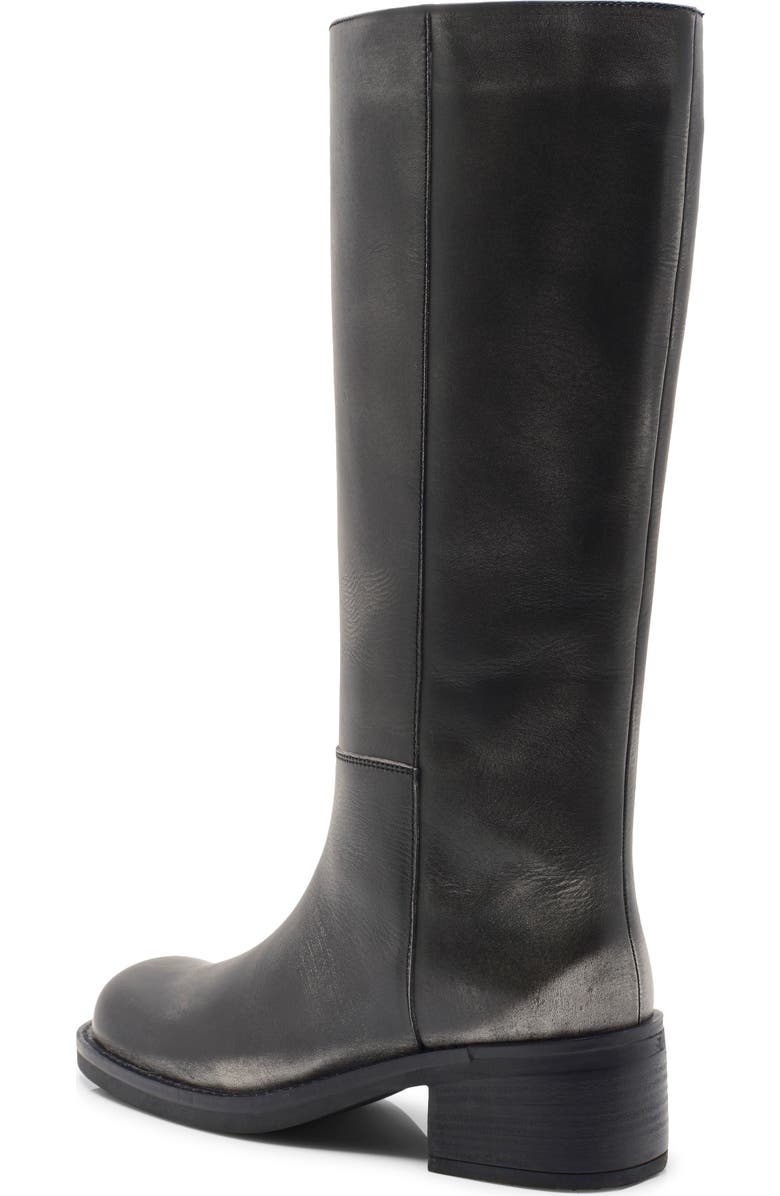 Free People Dana Knee High Riding Boot, Alternate, color, Black Distressed Leather