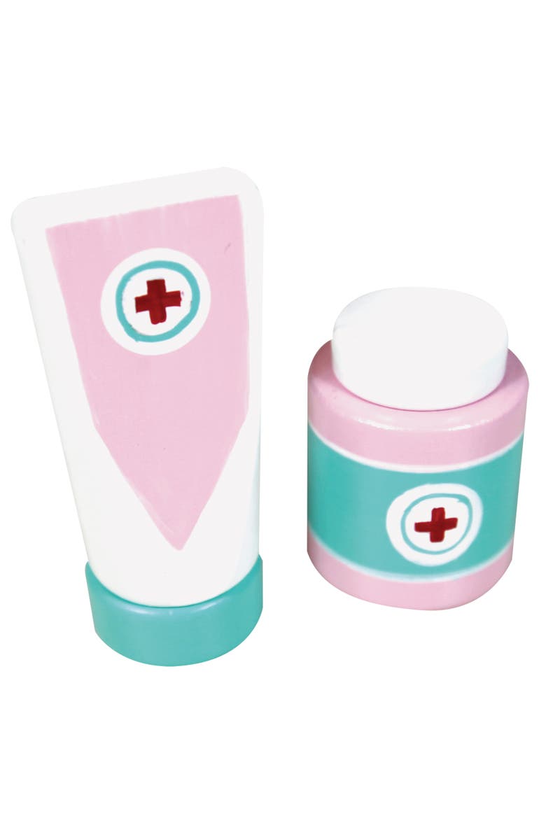 Lissi 14 Inch Doctor Baby Doll Set, Pink & Blue Elephant Outfit, Wood Accessories, Alternate, color, Multicolored