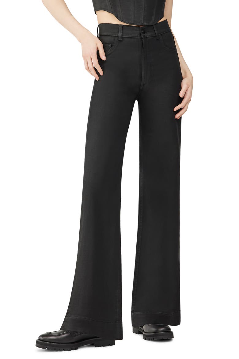 Hepburn Coated High Waist Wide Leg Jeans, Main, color, BLACK COATED