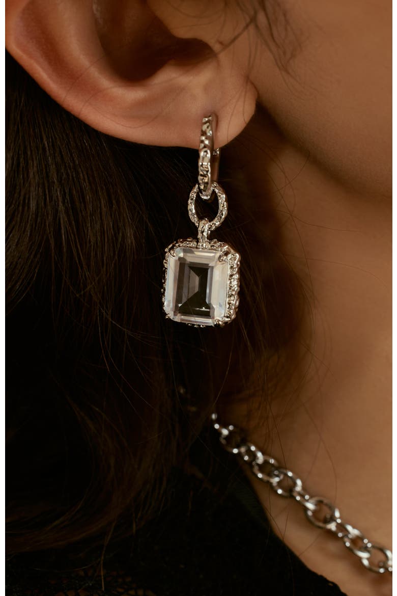 Lava Earrings, Alternate, color, Sliver & Crystal Clear