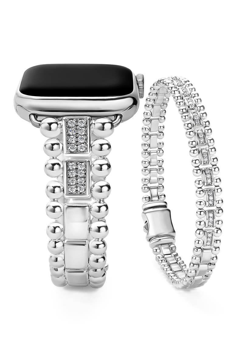 Smart Caviar Diamond Apple Watch® Band & Diamond Caviar Bracelet Set, Alternate, color, SMART CAVIAR