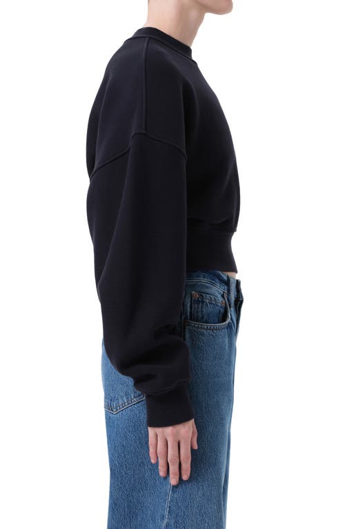 Agolde Kit Cotton Fleece Crop Sweatshirt In Black